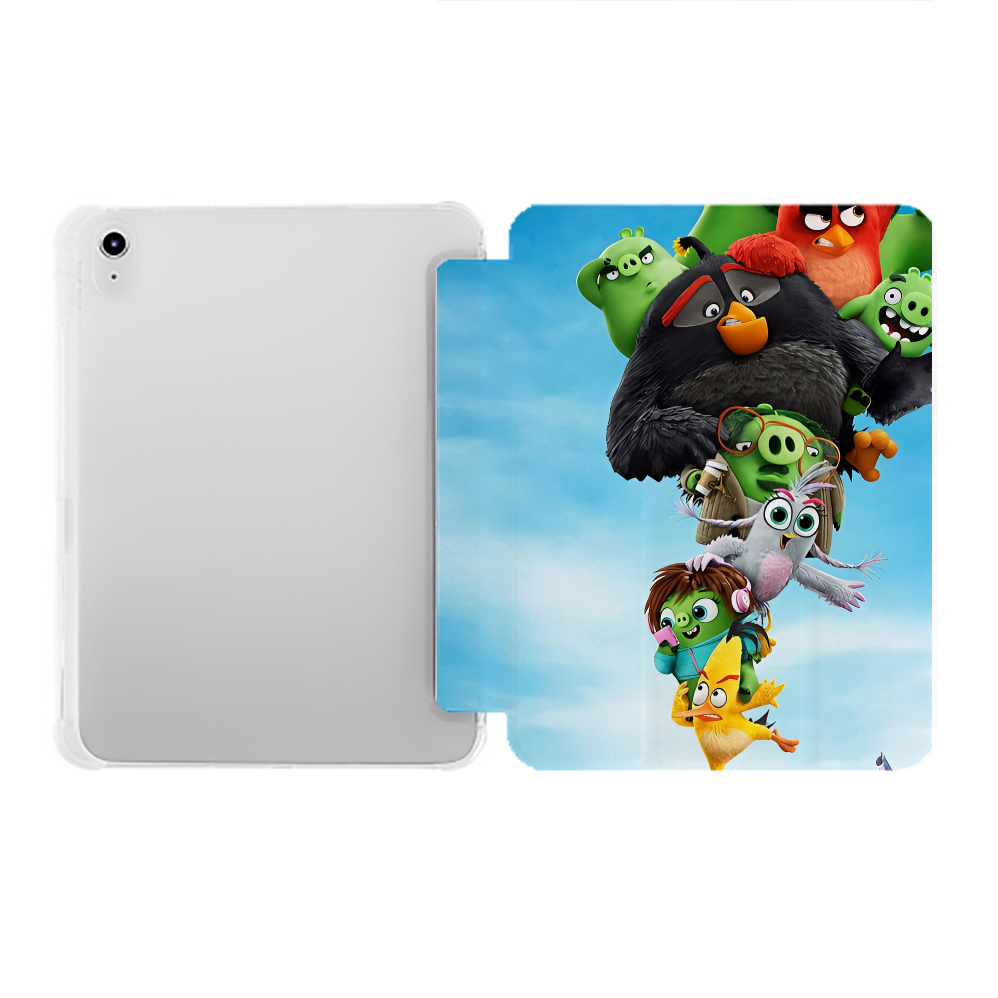 （画像用） Angry Birds アングリーバード IPad ケース ペン収納付き 三つ折りスタンド PUレザー×シリコン 対応機種9.5/10.5/10.9インチ